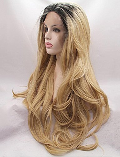 Golden Lace Front Wig with Curly Wavy Hair