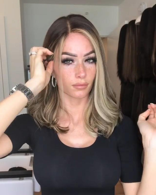 Medium Wavy Blonde Natural Wigs for Women