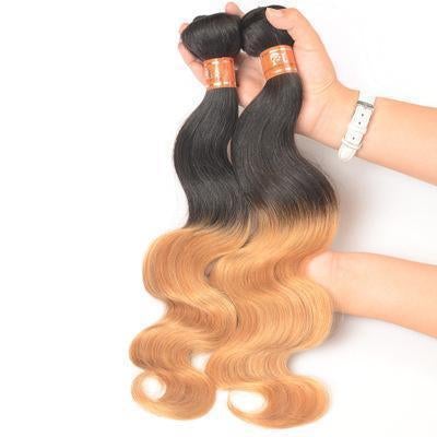 100% Human Hair Tri-color gradient curly hair weft