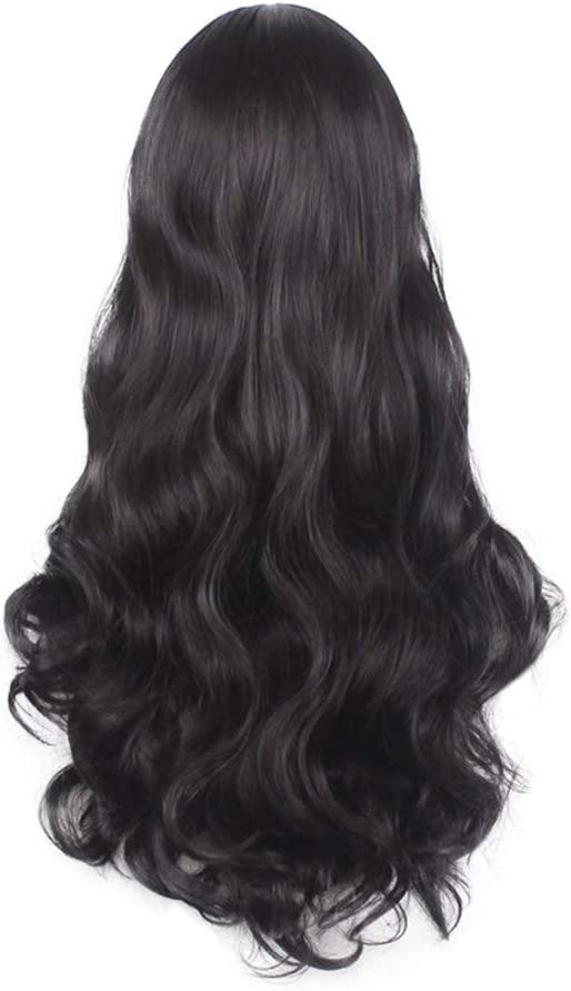 Natural Black Long Wavy Curly Lace Front Wig