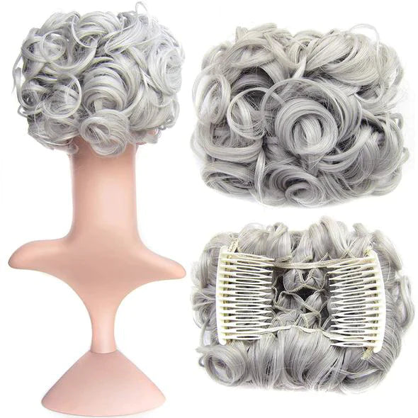 Short Messy Curly Dish Hair Bun Extension