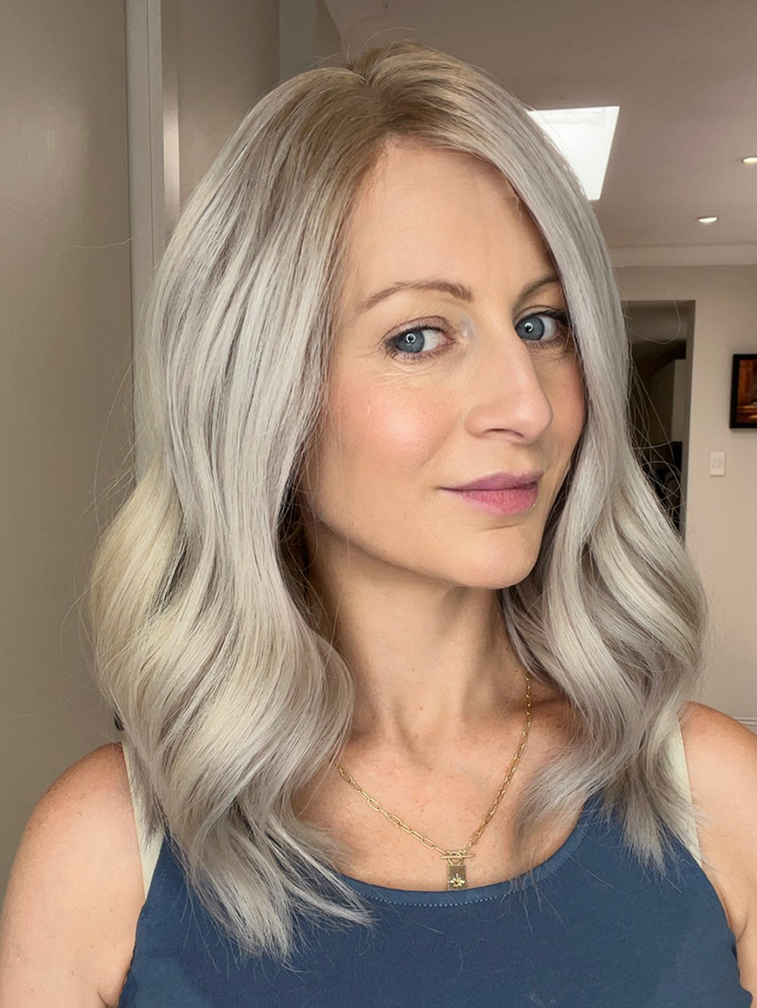 New Beautiful Light Gray Medium Wig