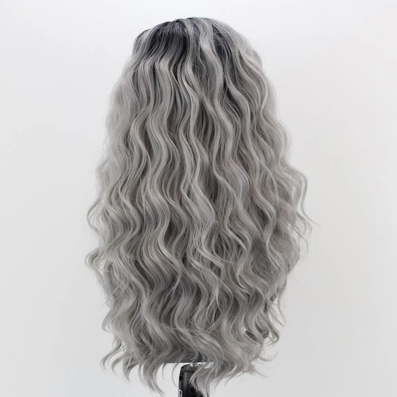 Long Loose Wavy Gray Lace Front Wig