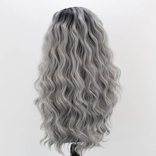Long Loose Wavy Gray Lace Front Wig
