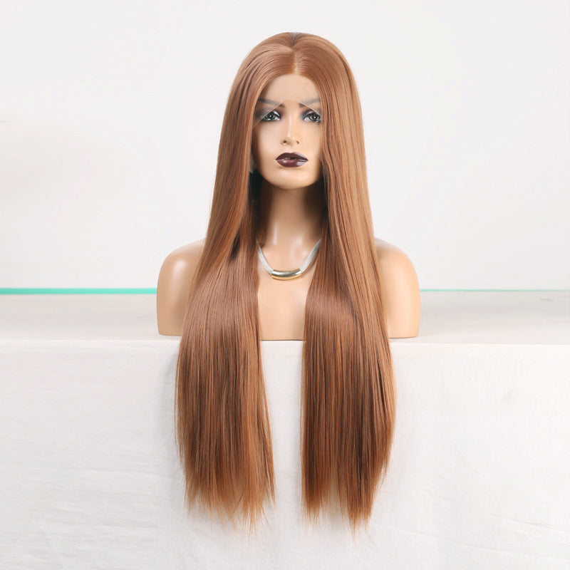 Lace front European and American brown straight hair