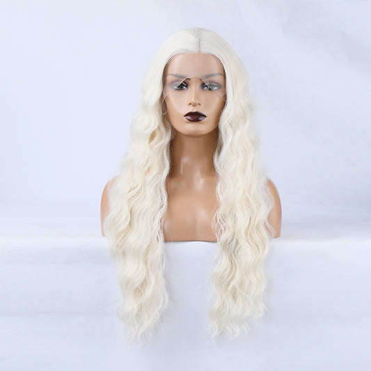 Long Loose Wavy Milk White Lace Front Wig