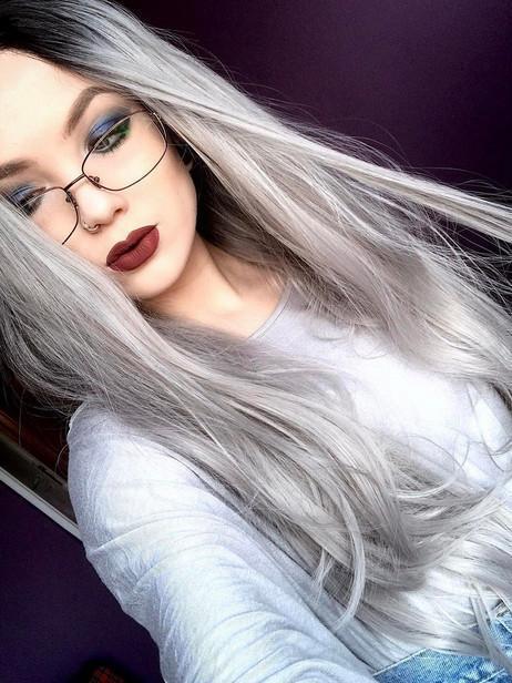 Gray wig natural big wave