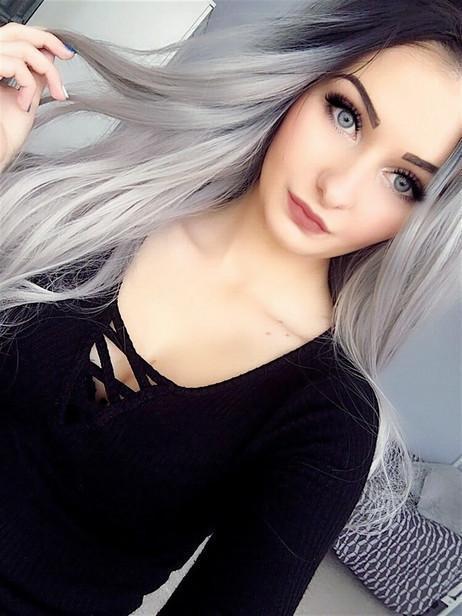 Gray wig natural big wave