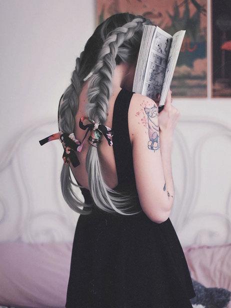 Gray wig natural big wave