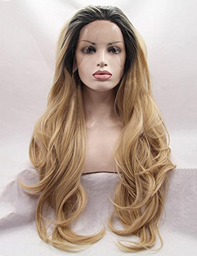 Golden Lace Front Wig with Curly Wavy Hair