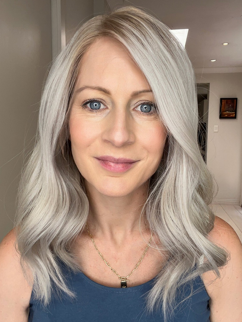 New Beautiful Light Gray Medium Wig