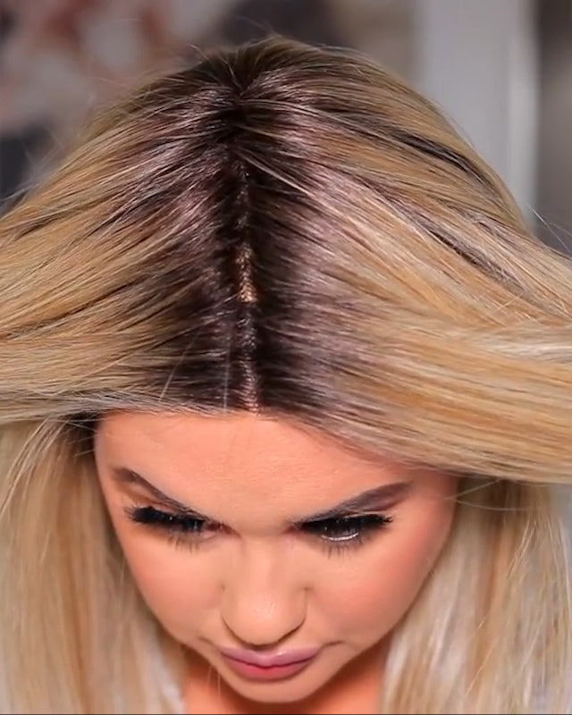 Natural Looking Heat Resistant Wig with Dark Roots